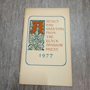 Diane Wakoski Black Sparrow Press 1977 Year's End Greeting Poetry Pamphlet